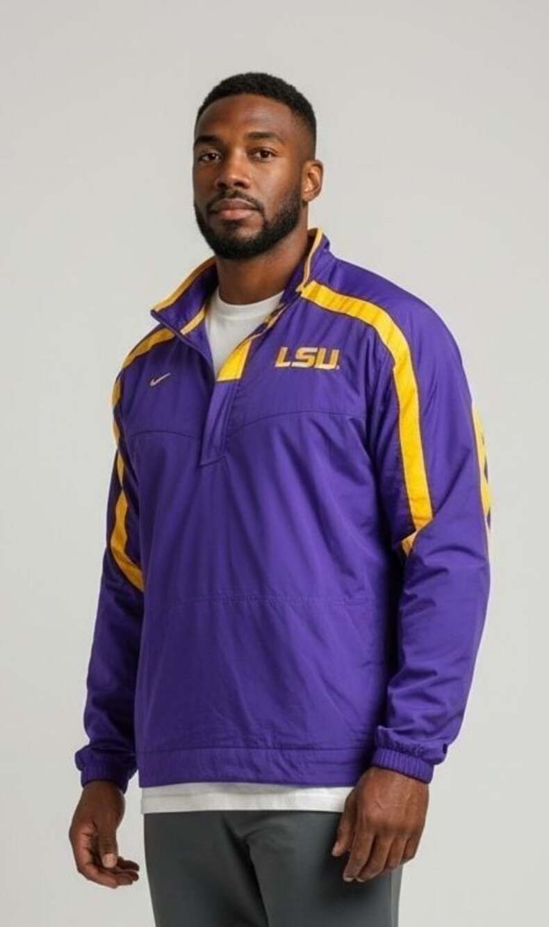 Nike LSU Tigers Fit Storm Team 1/4 Zip Pullover Windbreaker Jacket Men's XL